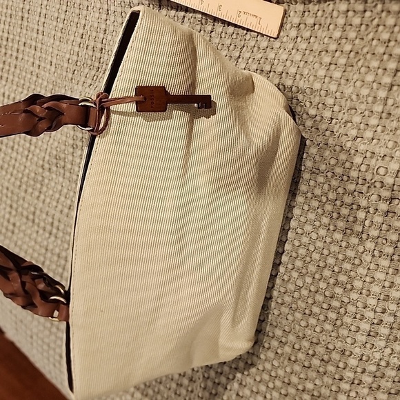 Fossil top handle canvas bag with leather handles - Picture 9 of 9